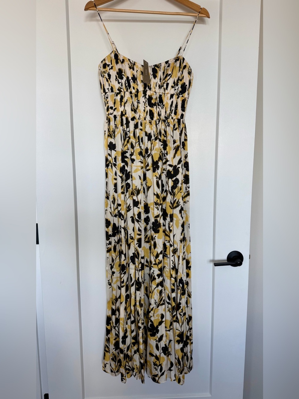 NWT J. Crew Yellow, Black and Cream Floral Maxi Dress